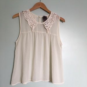 Sleeveless Peasant Lace Peter Pan Collar Tank Cami